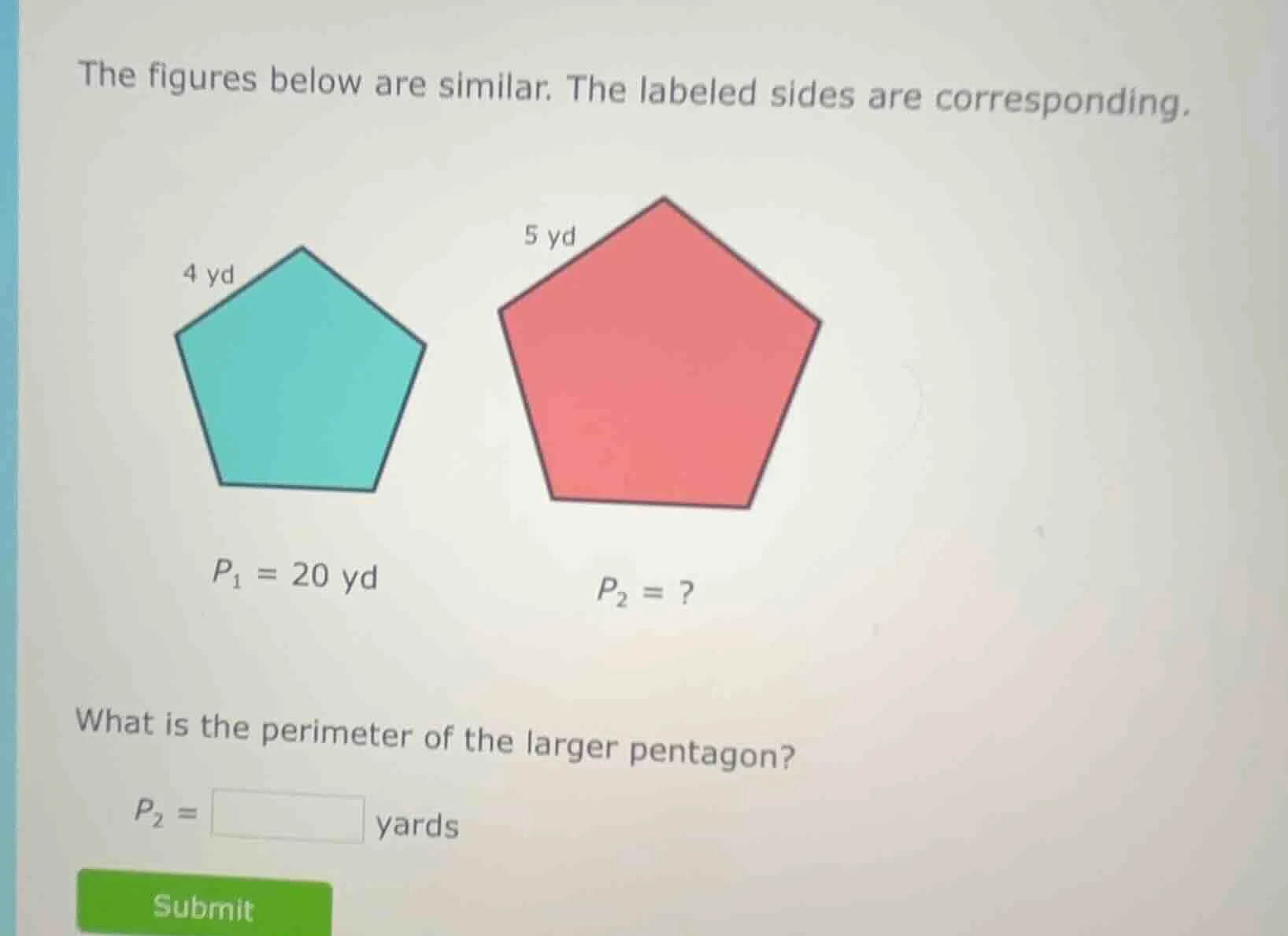 the figures below are similar. the labeled sides are corresponding. 4 y…
