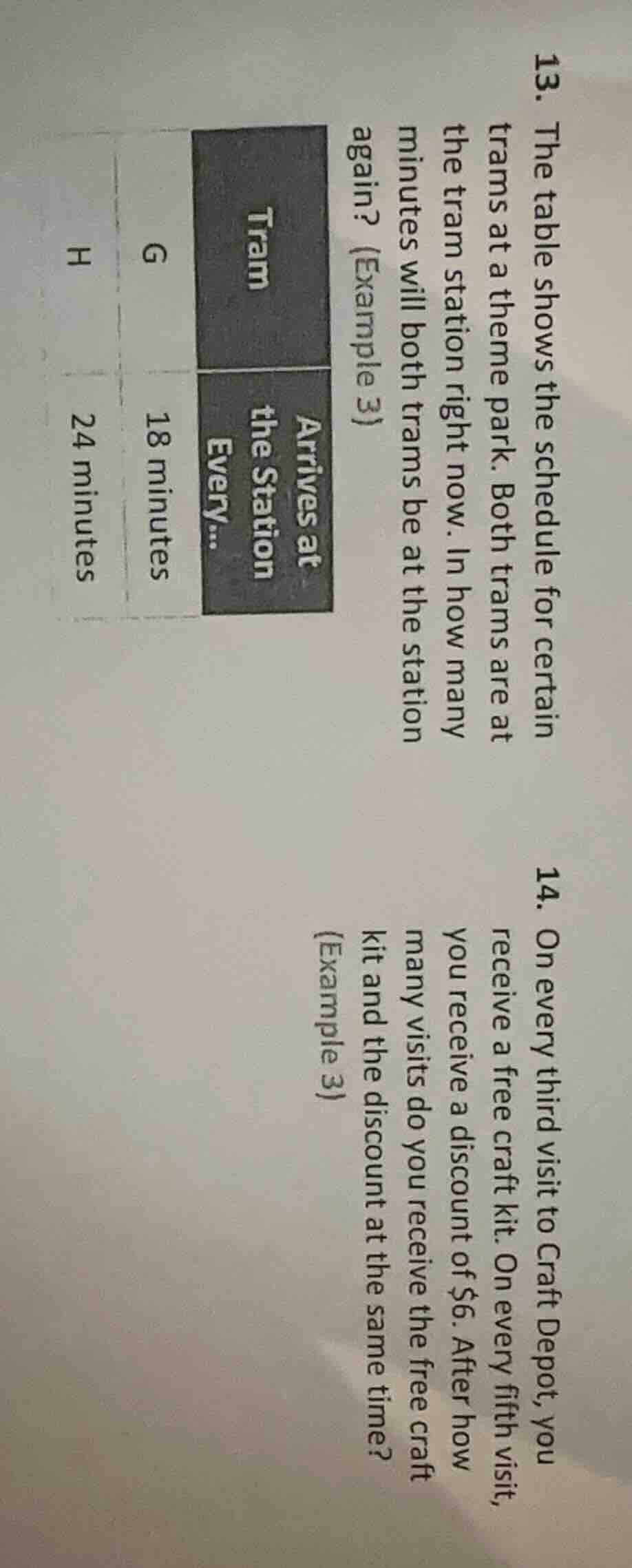13. the table shows the schedule for certain trams at a theme park. bot…