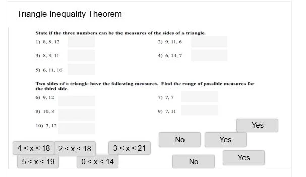 triangle inequality theorem state if the three numbers can be the measu…