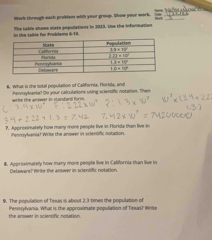 work through each problem with your group. show your work. the table sh…