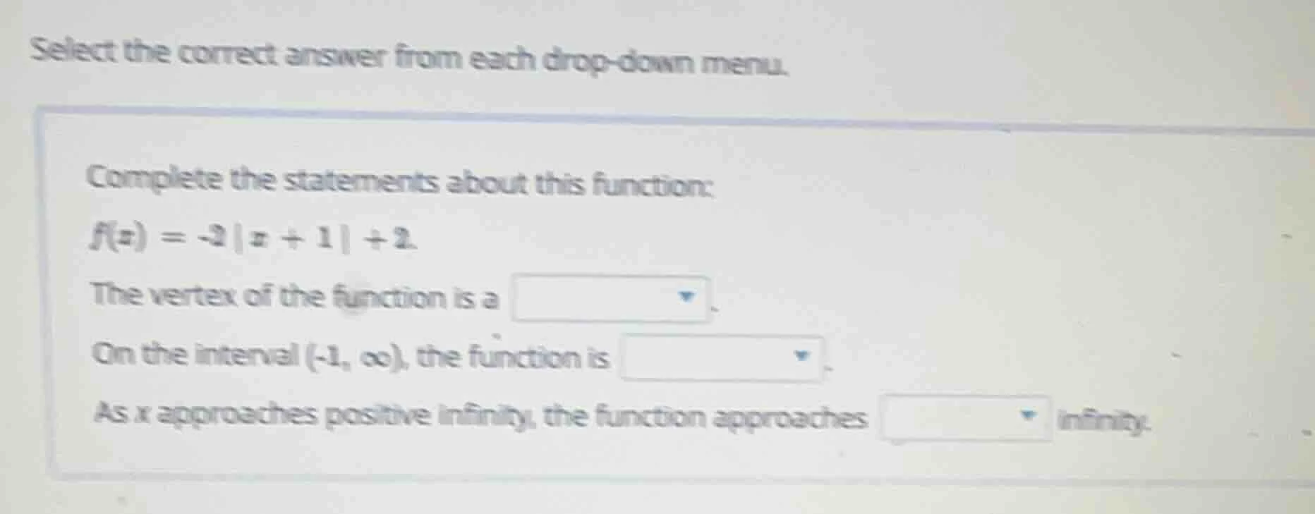 select the correct answer from each drop - down menu. complete the stat…