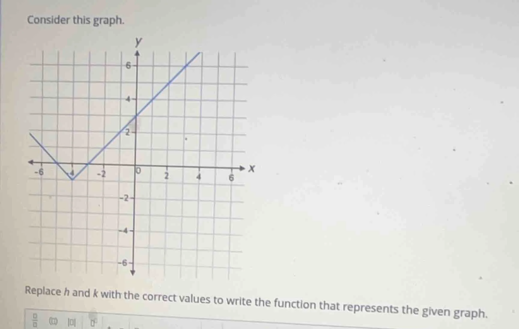 consider this graph. replace h and k with the correct values to write t…