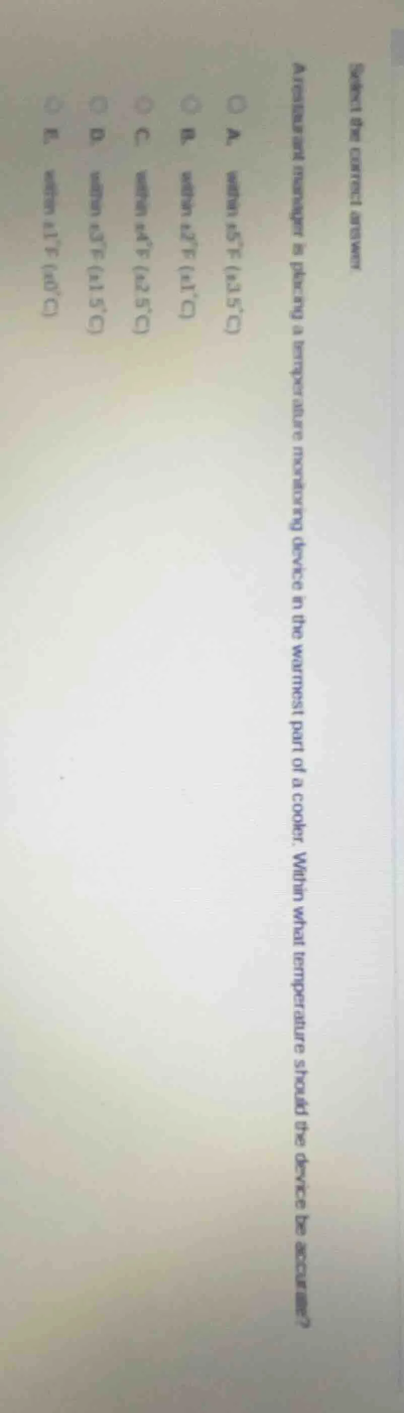 select the correct answer. a technician is placing a temperature monito…