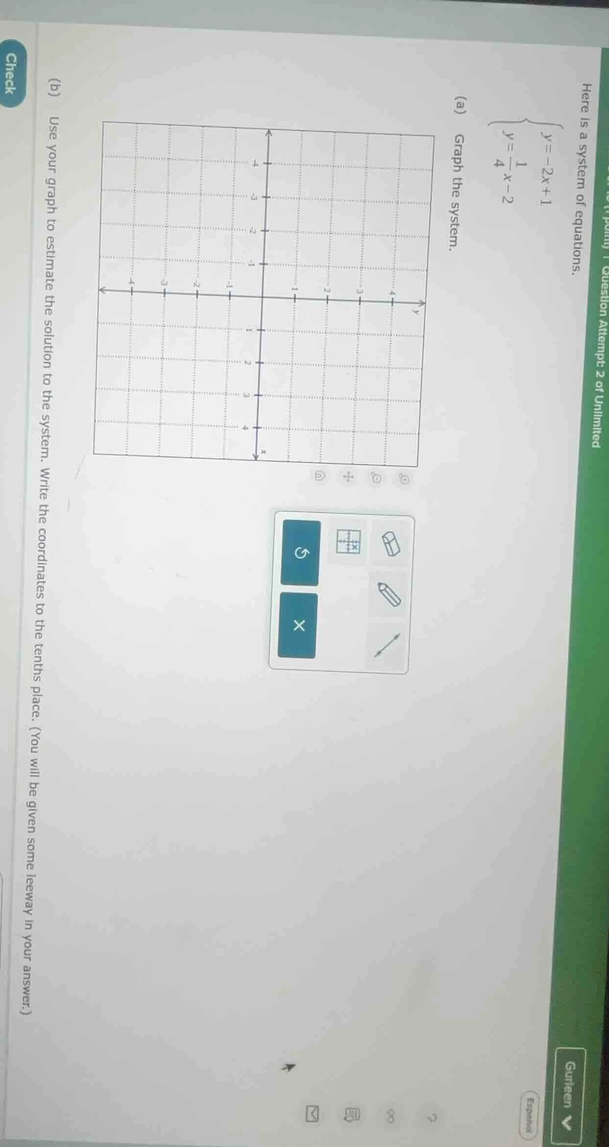 here is a system of equations. \\begin{cases} y = -2x + 1 \\\\ y = \\fr…