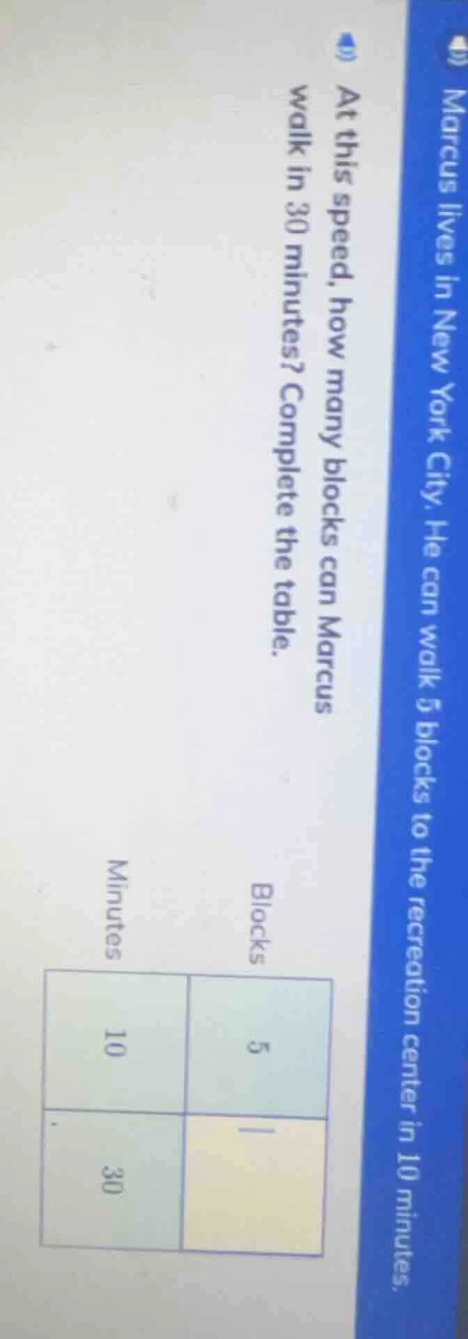 marcus lives in new york city. he can walk 5 blocks to the recreation c…