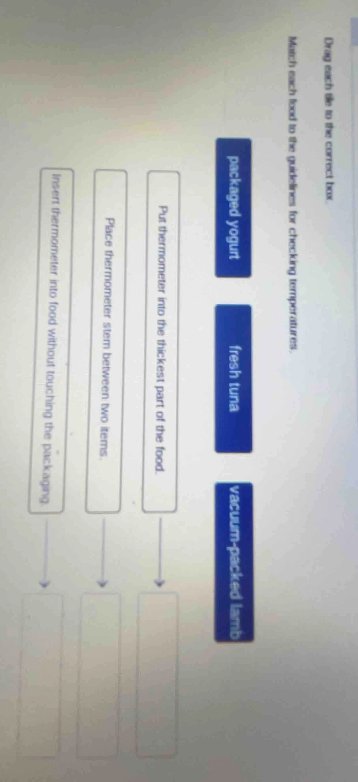 drag each tile to the correct box. match each food to the guidelines fo…