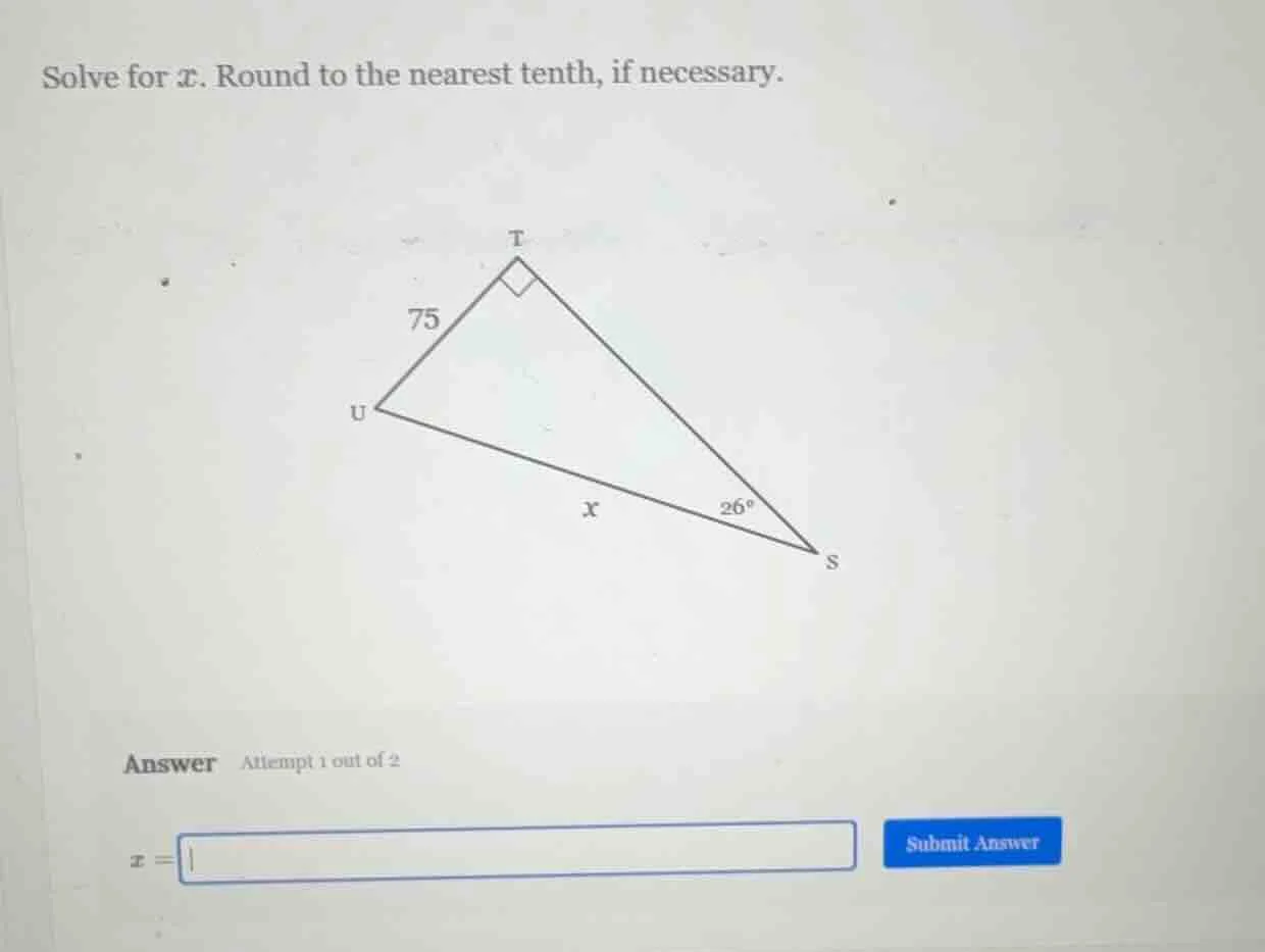 solve for ( x ). round to the nearest tenth, if necessary.