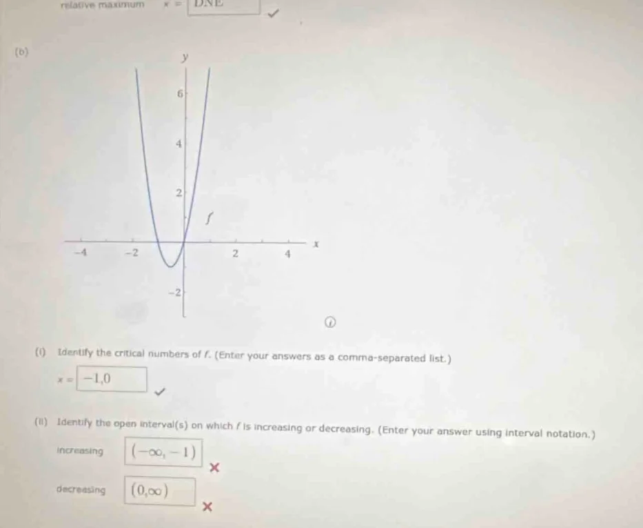 (b) (1) identify the critical numbers of ( f ). (enter your answers as …