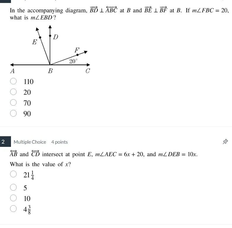 in the accompanying diagram, (overrightarrow{bd} perp overleftrightarro…