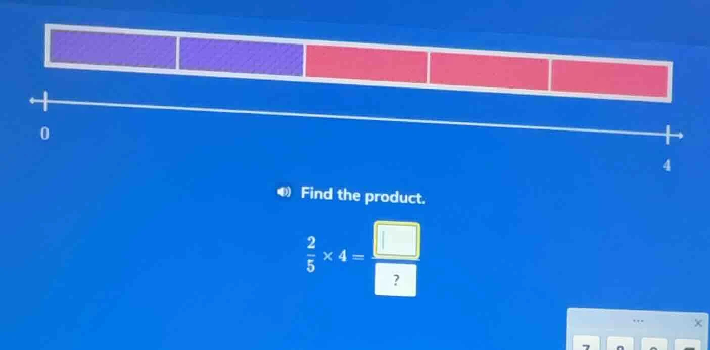 find the product. \\(\frac{2}{5} \\times 4 = \\) ?
