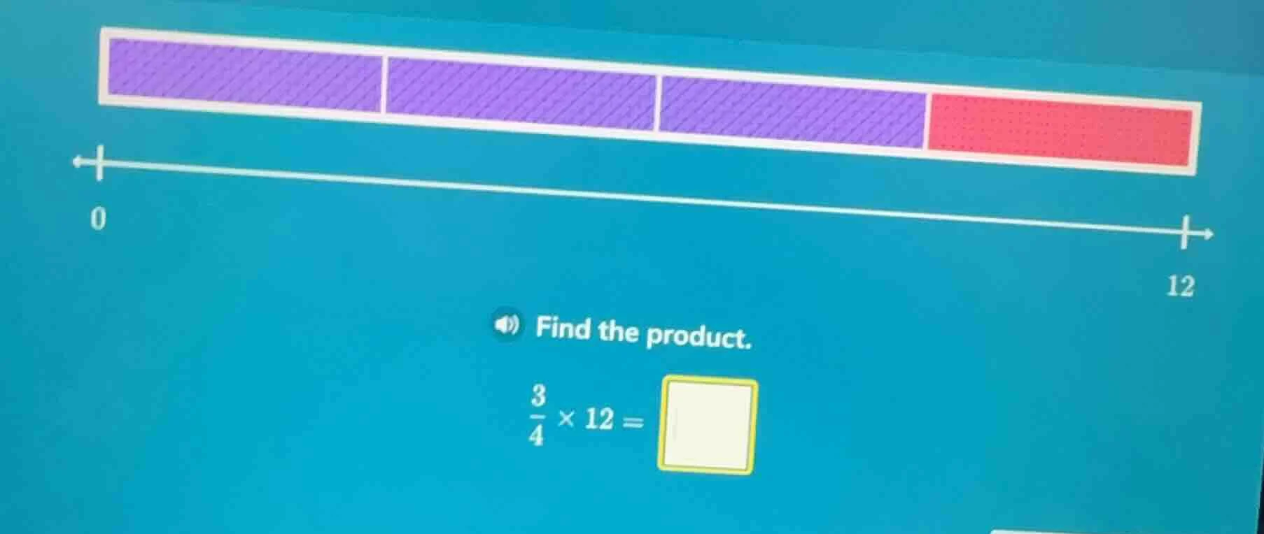 find the product. \\(\frac{3}{4} \\times 12 = \\square\\)