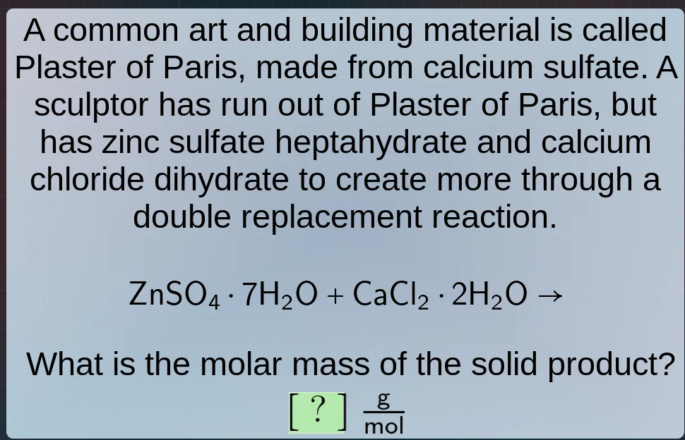 a common art and building material is called plaster of paris, made fro…