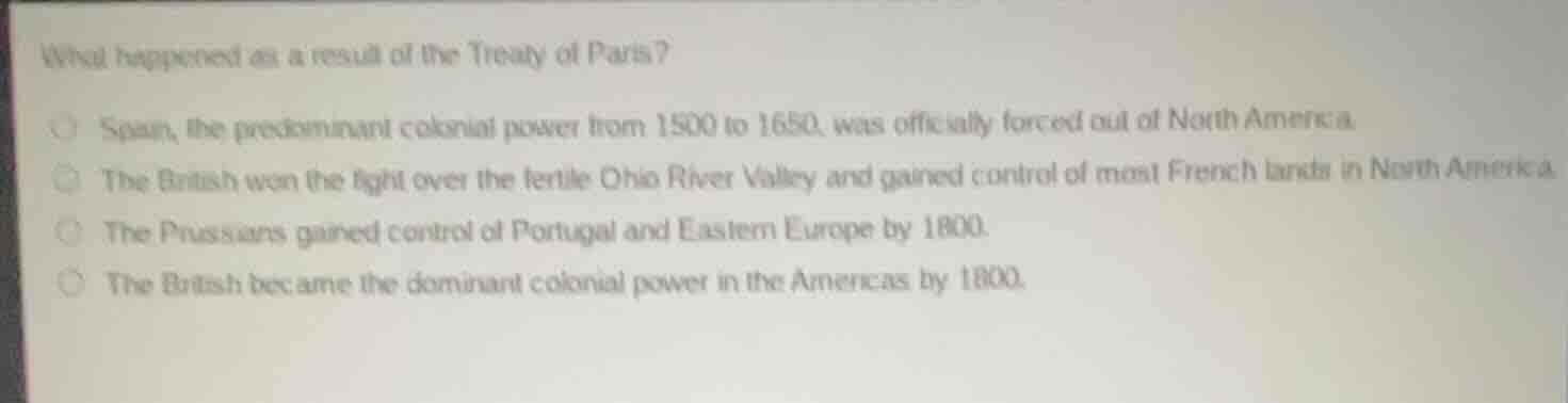 what happened as a result of the treaty of paris? spain, the predominan…