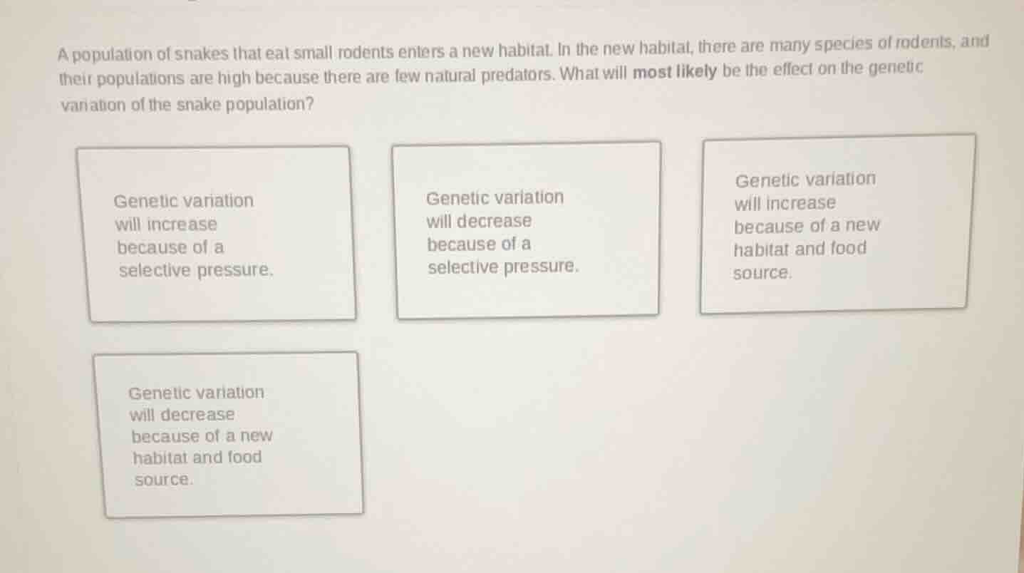 a population of snakes that eat small rodents enters a new habitat. in …