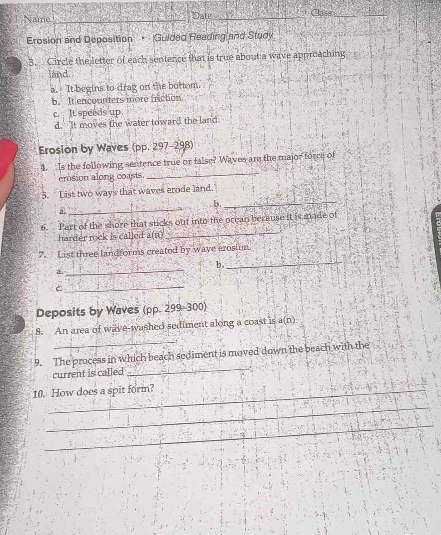 name date class erosion and deposition · guided reading and study 3. ci…