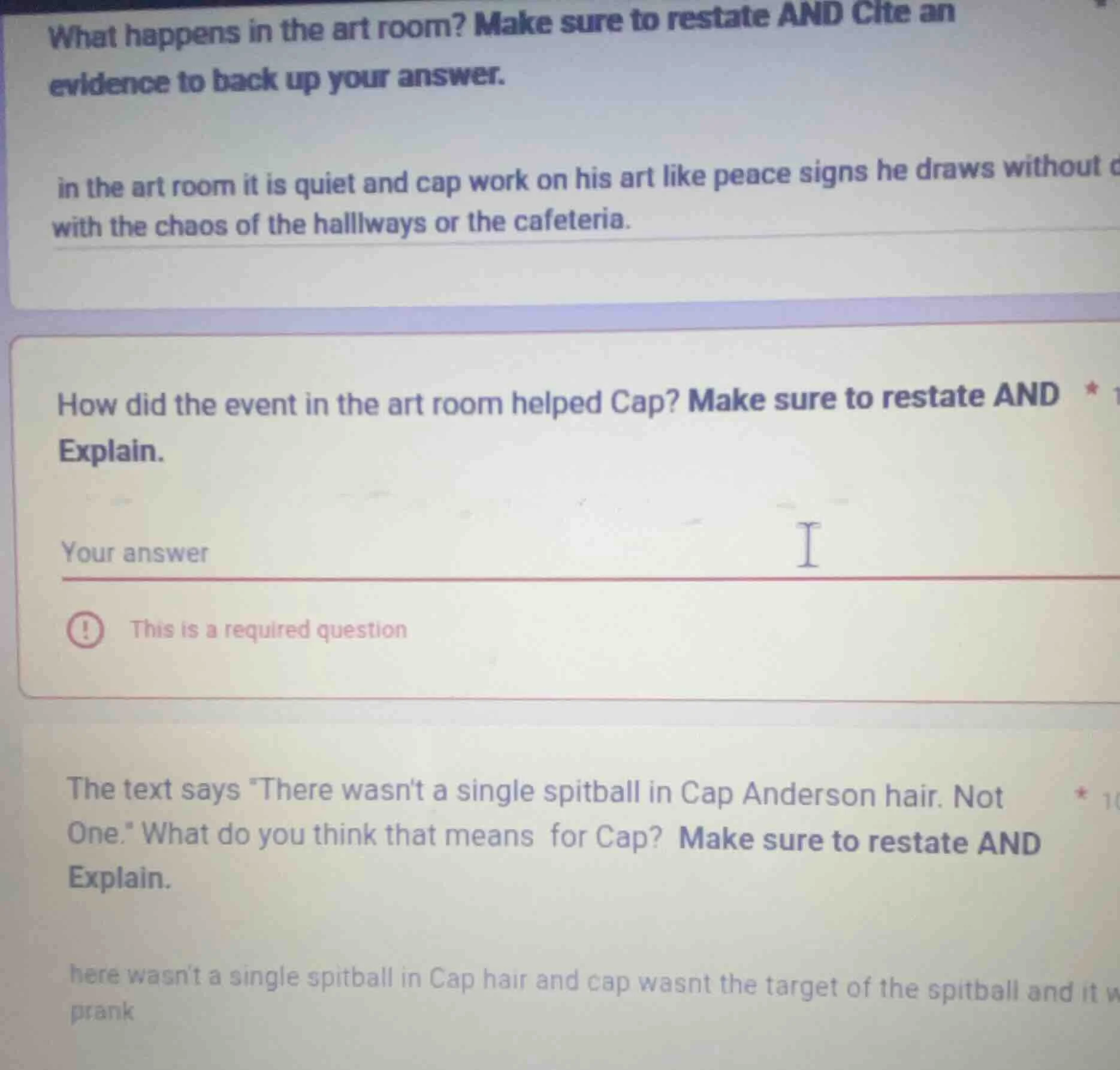 what happens in the art room? make sure to restate and cite an evidence…