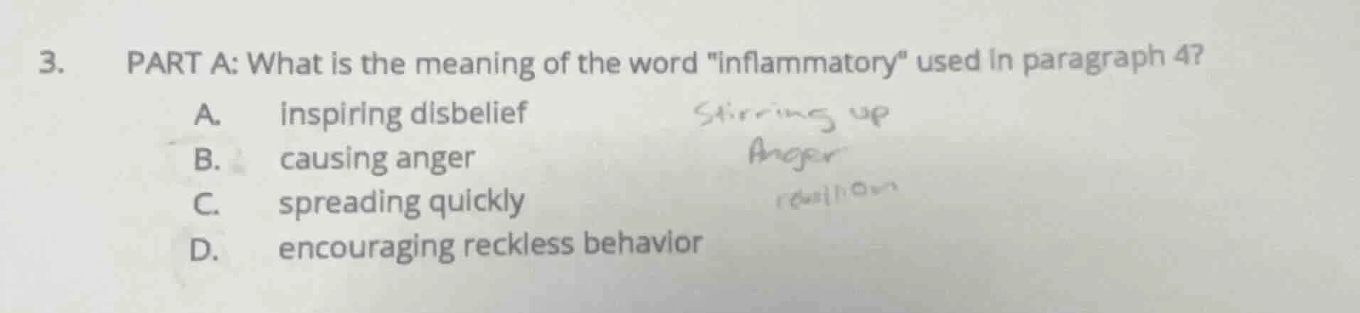 3. part a: what is the meaning of the word \inflammatory\ used in parag…