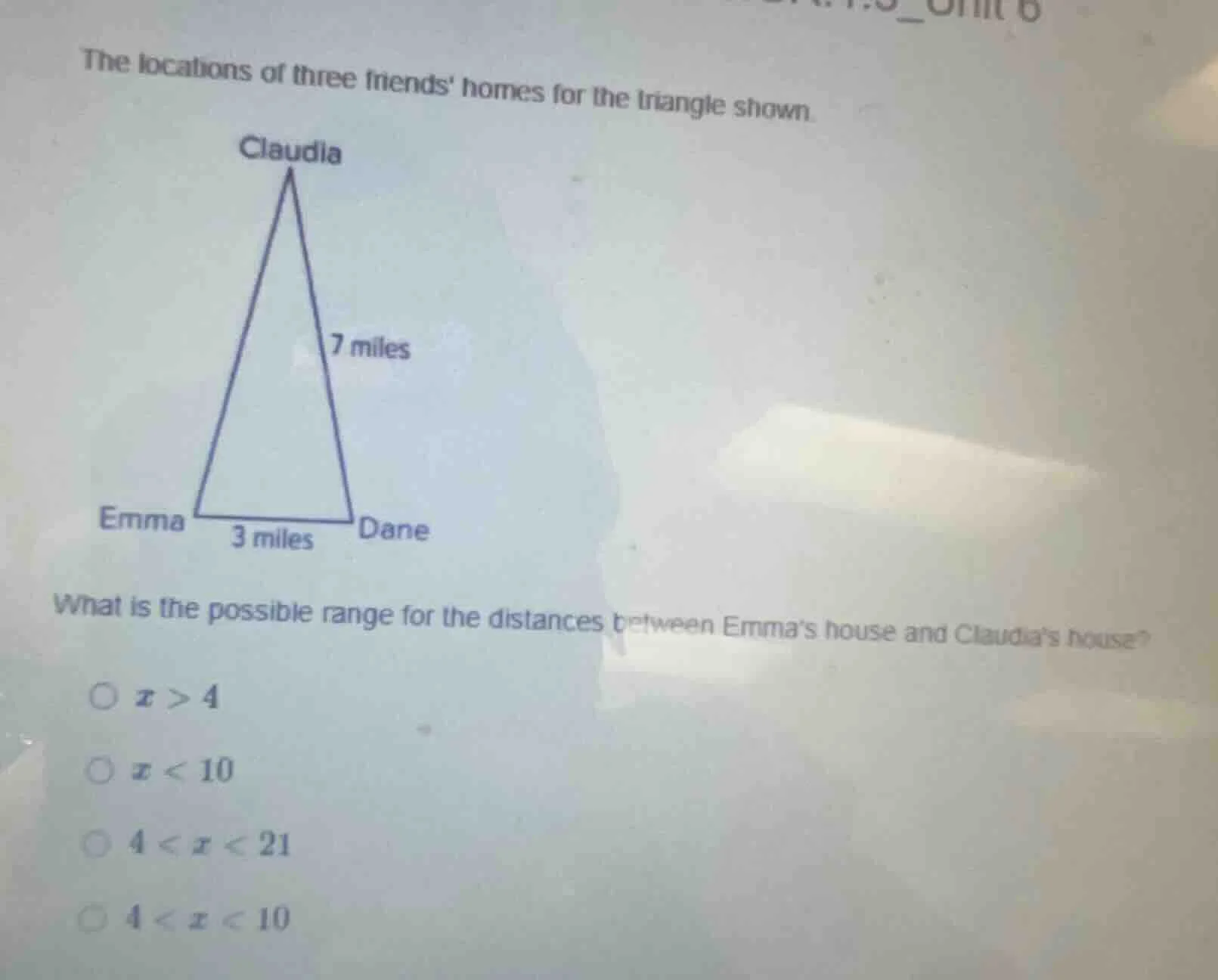 the locations of three friends homes for the triangle shown. what is th…