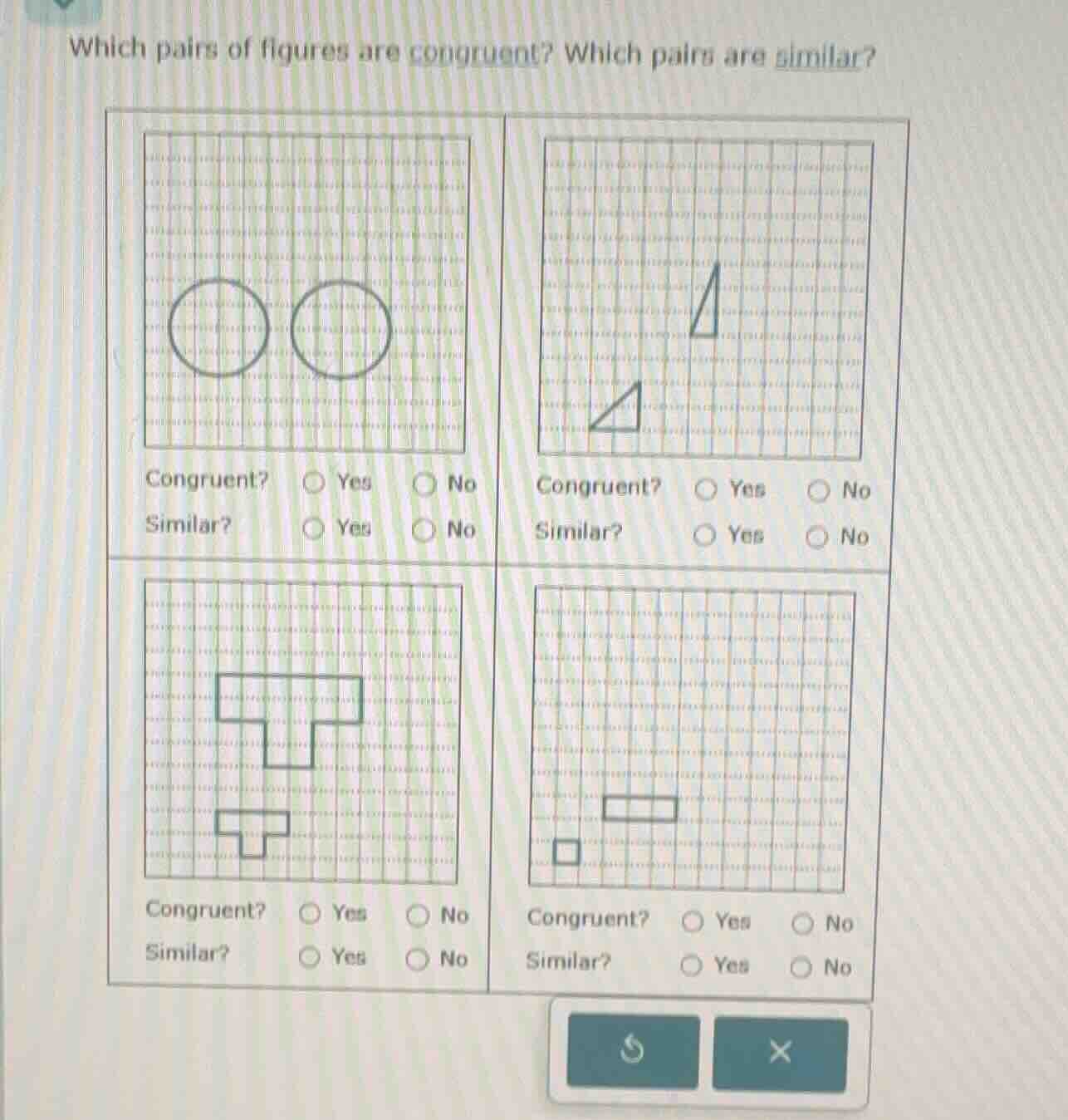 which pairs of figures are congruent? which pairs are similar? congruen…