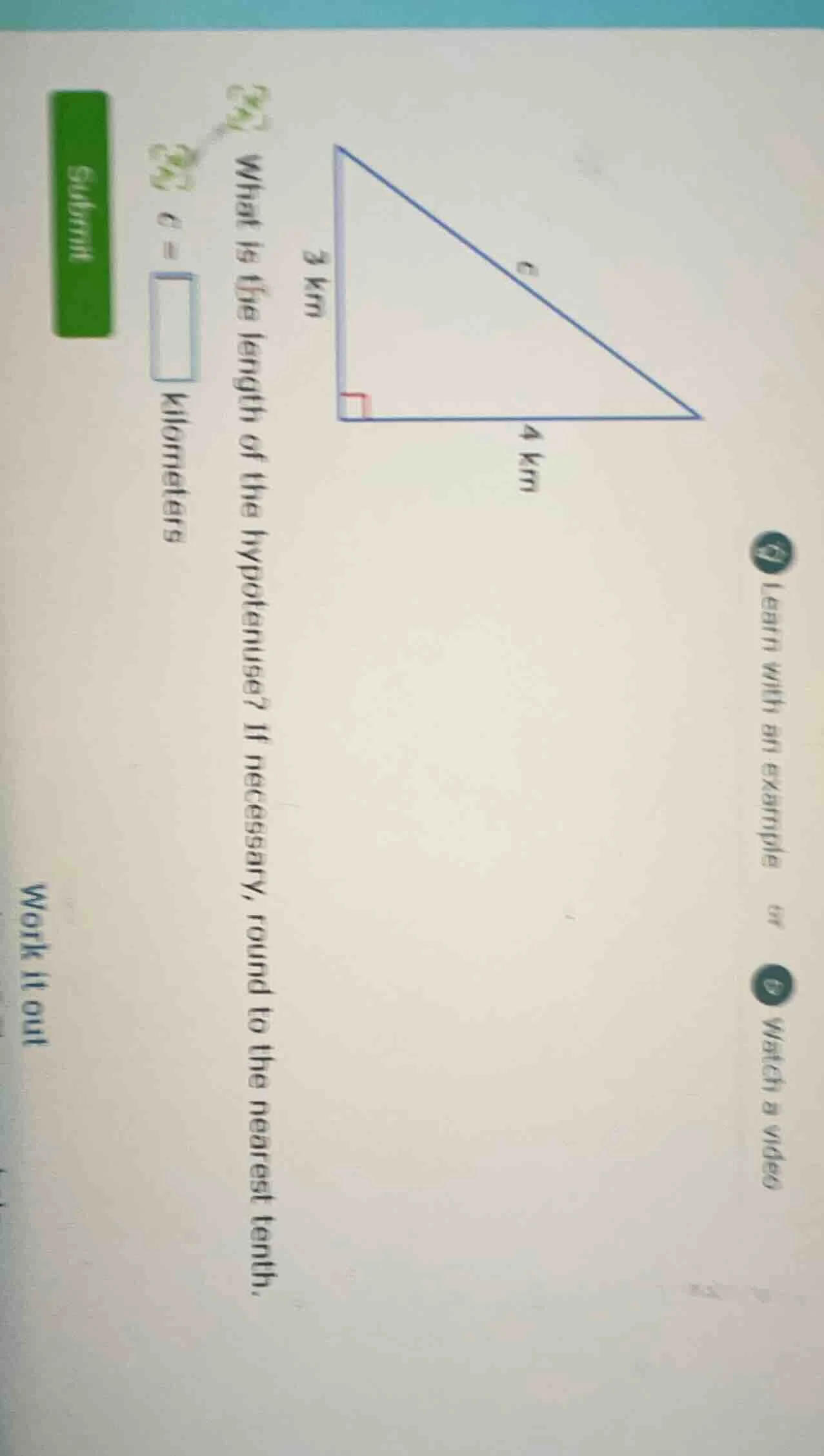 what is the length of the hypotenuse? if necessary, round to the neares…