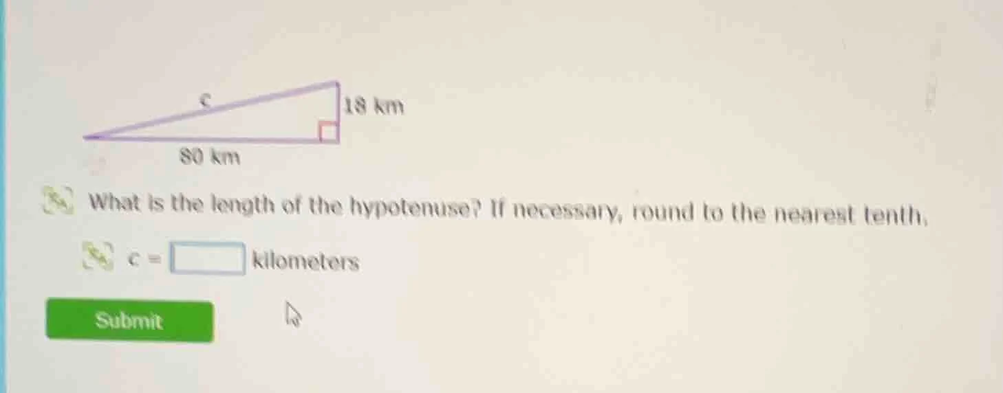what is the length of the hypotenuse? if necessary, round to the neares…