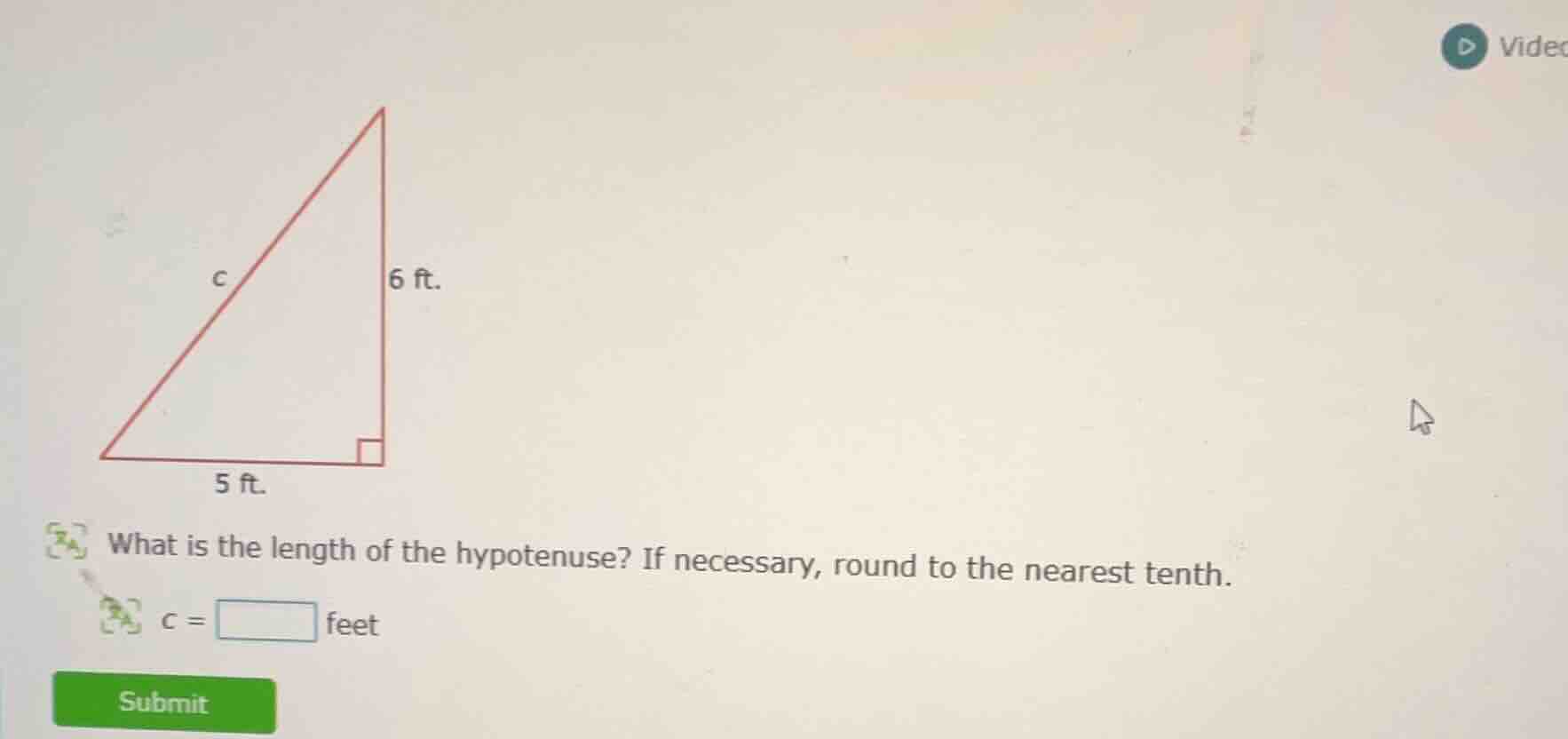 what is the length of the hypotenuse? if necessary, round to the neares…