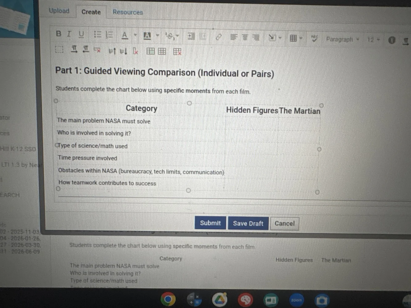 part 1: guided viewing comparison (individual or pairs) students comple…