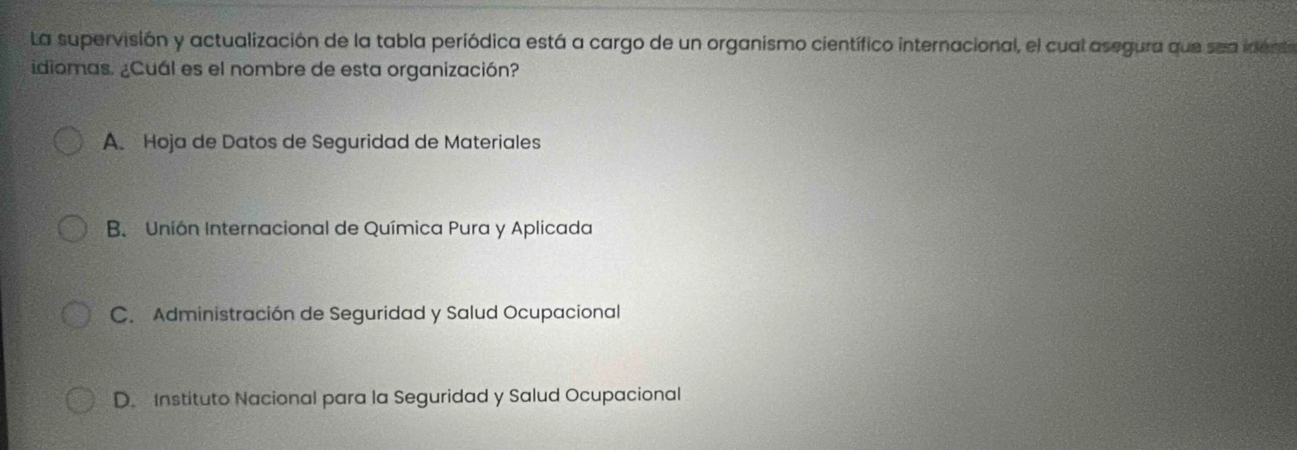 la supervisión y actualización de la tabla periódica está a cargo de un…