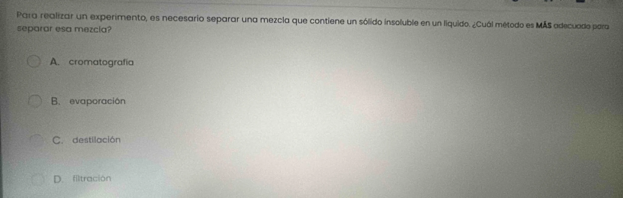 para realizar un experimento, es necesario separar una mezcla que conti…