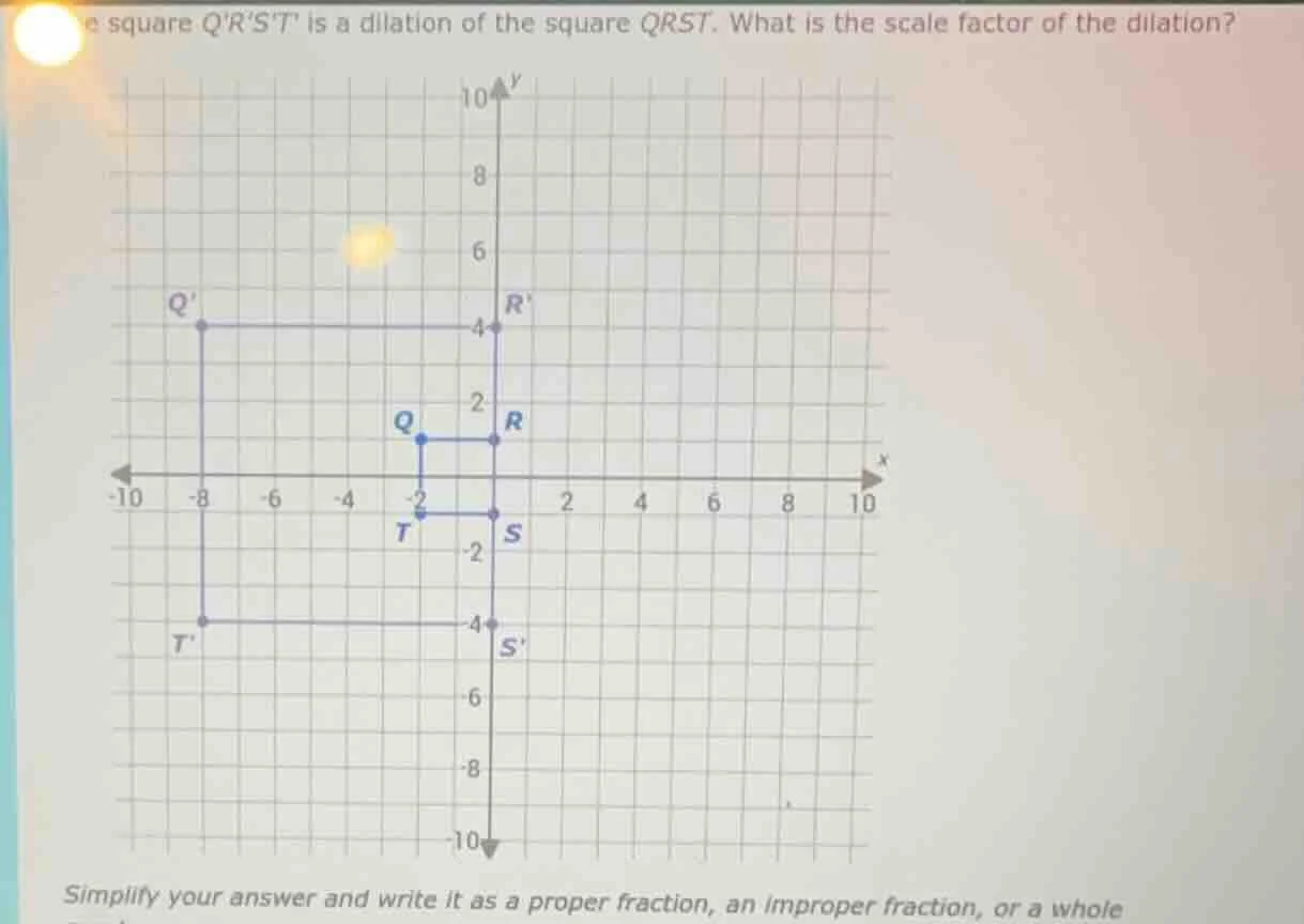 the square qrst is a dilation of the square qrst. what is the scale fac…