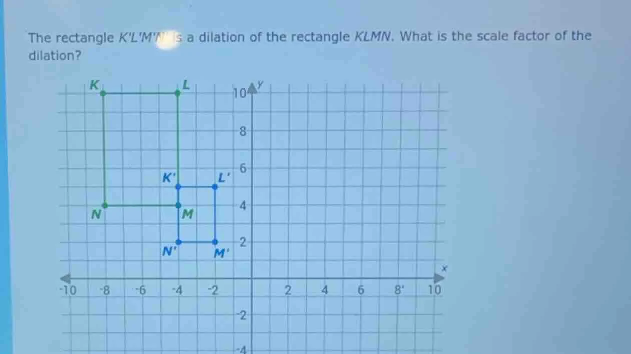 the rectangle klmn is a dilation of the rectangle klmn. what is the sca…