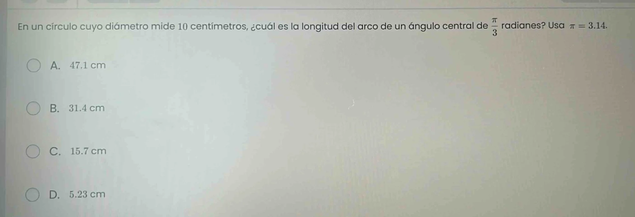 en un círculo cuyo diámetro mide 10 centímetros, ¿cuál es la longitud d…