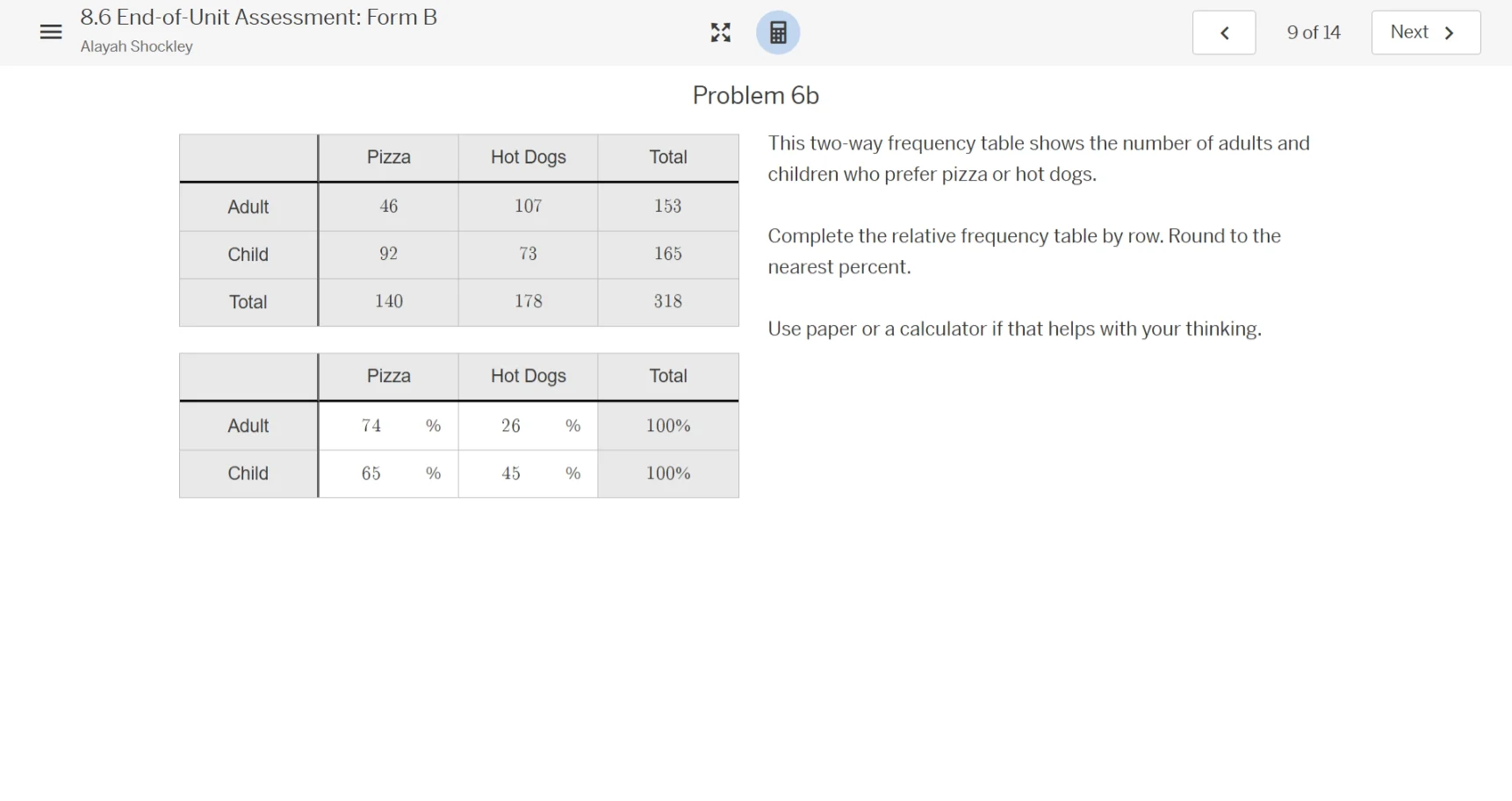 problem 6b this two - way frequency table shows the number of adults an…