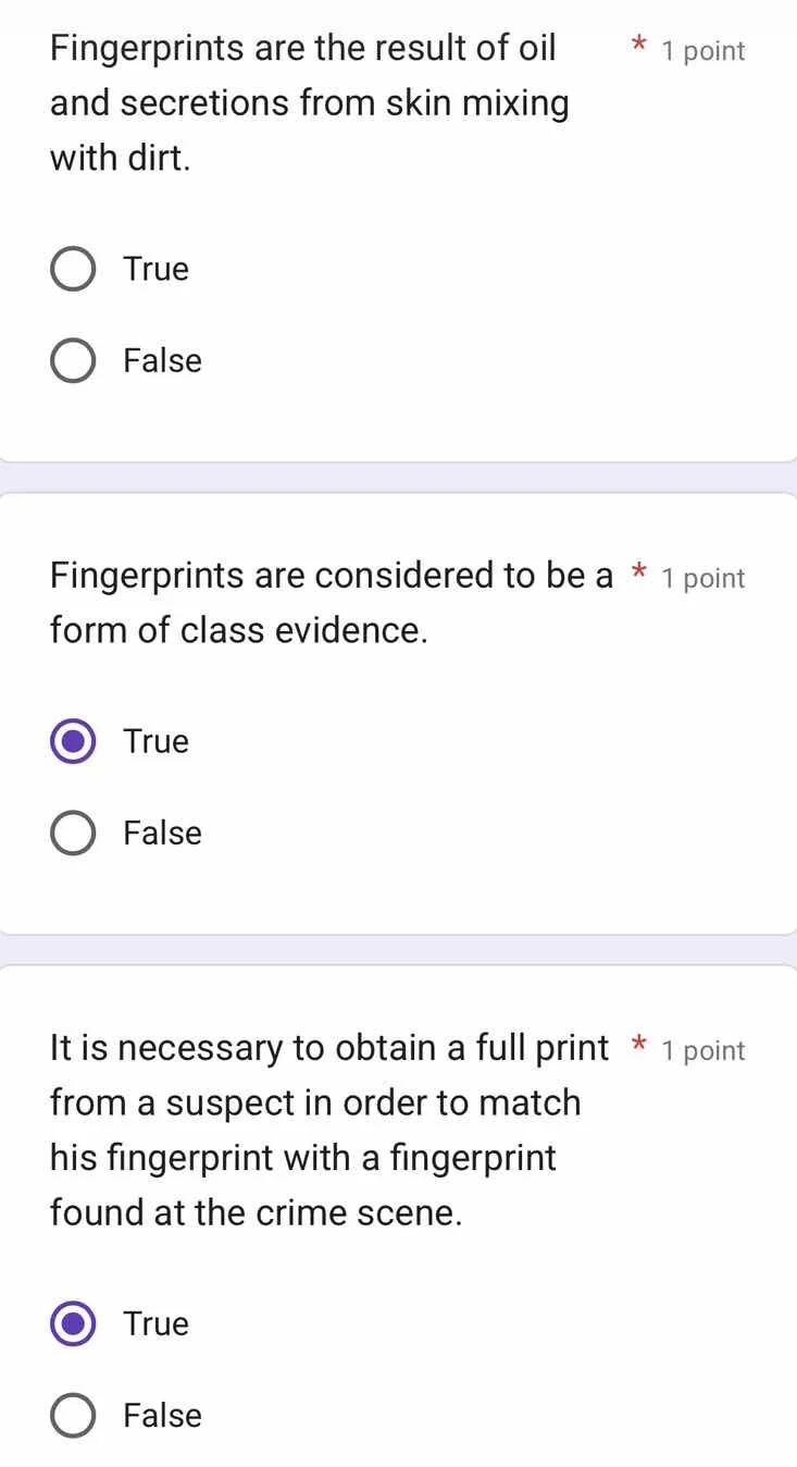 fingerprints are the result of oil and secretions from skin mixing with…
