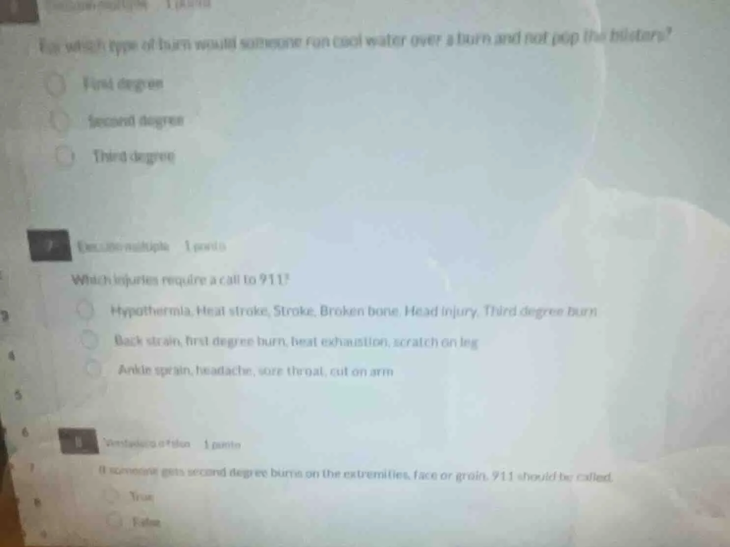 for which type of burn would someone run cool water over a burn and not…