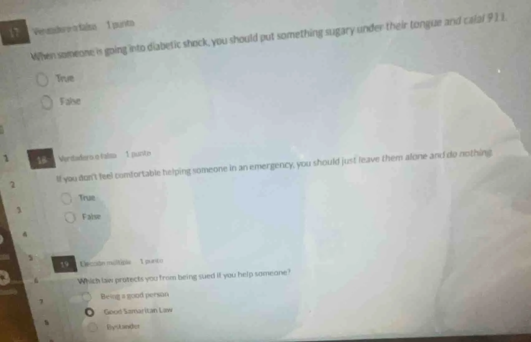 17 verdadero o falso 1 punto when someone is going into diabetic shock,…