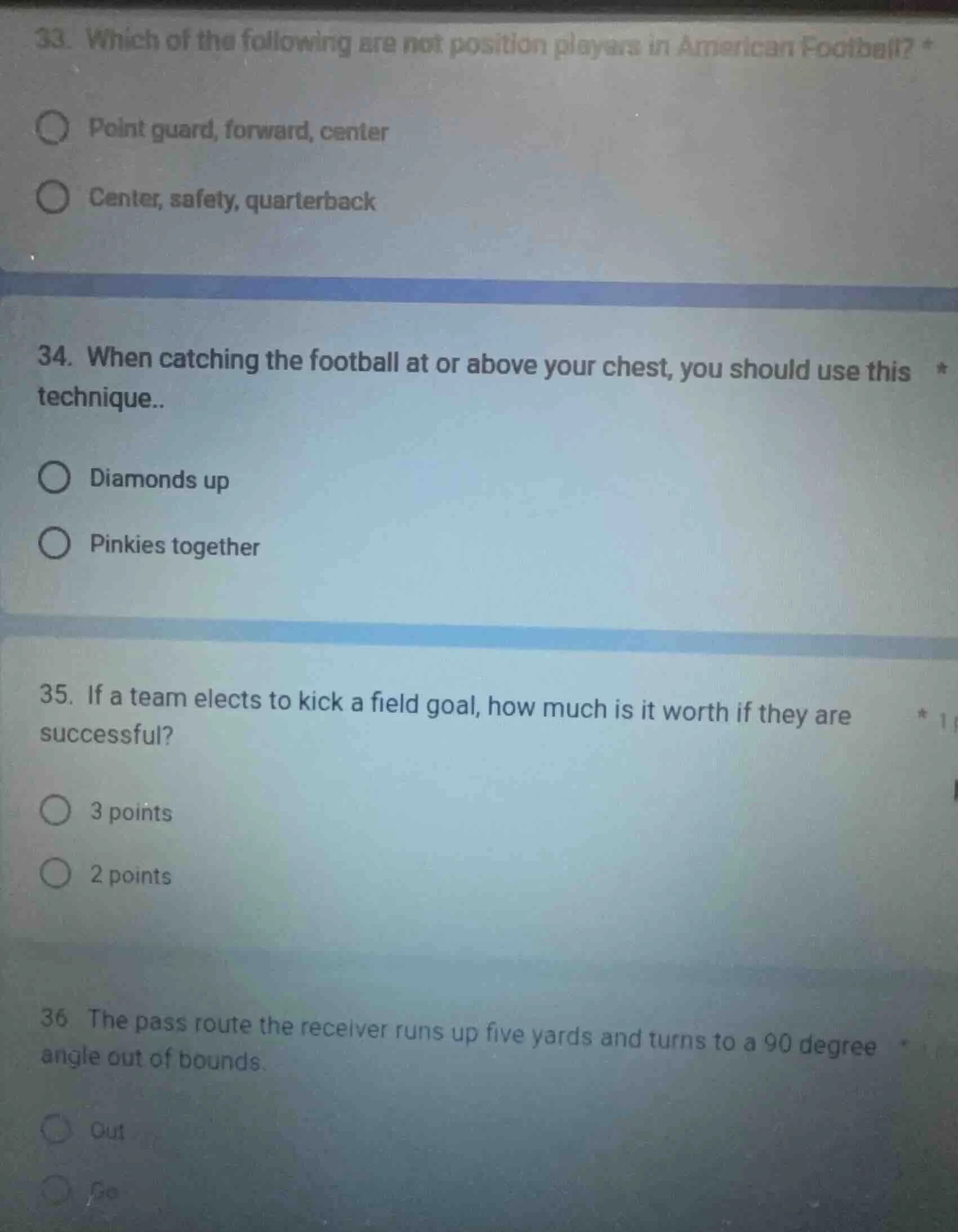 33. which of the following are not position players in american footbal…