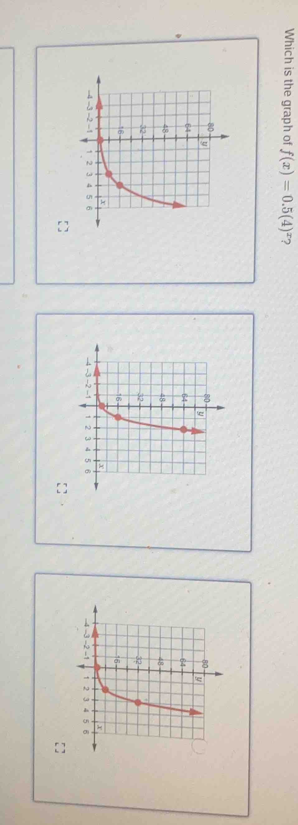 which is the graph of $f(x) = 0.5(4)^x$?