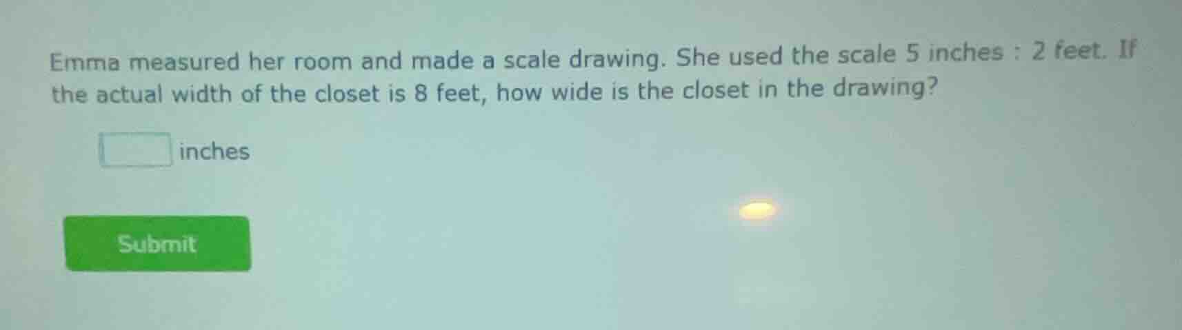 emma measured her room and made a scale drawing. she used the scale 5 i…