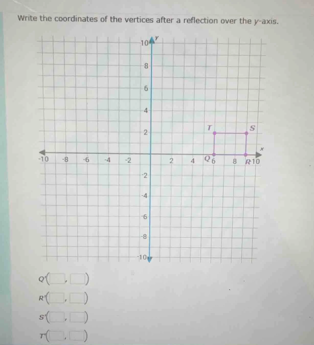write the coordinates of the vertices after a reflection over the ( y )…