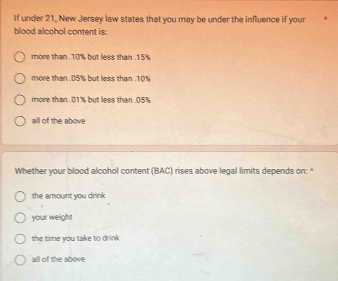 if under 21, new jersey law states that you may be under the influence …