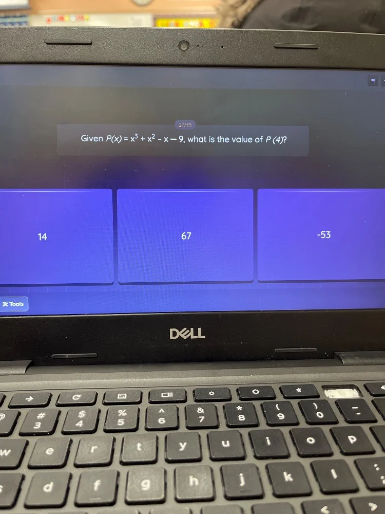 given ( p(x) = x^3 + x^2 - x - 9 ), what is the value of ( p(4) )? 14 6…