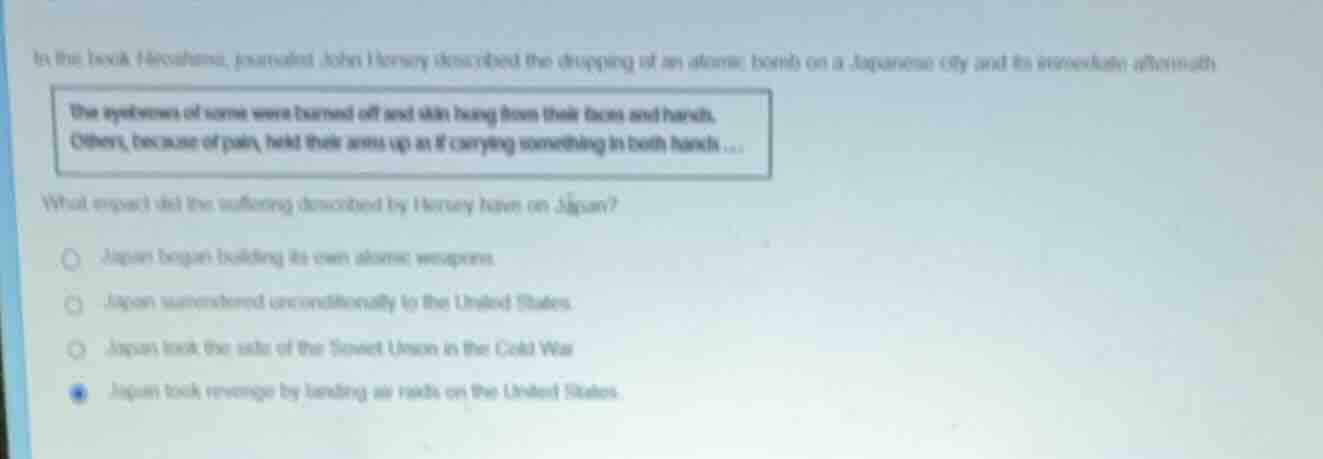 in the book hiroshima, journalist john hersey described the dropping of…
