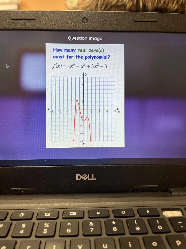 how many real zero(s) exist for the polynomial? f(x)=-x⁴ -x³ + 3x² - 3