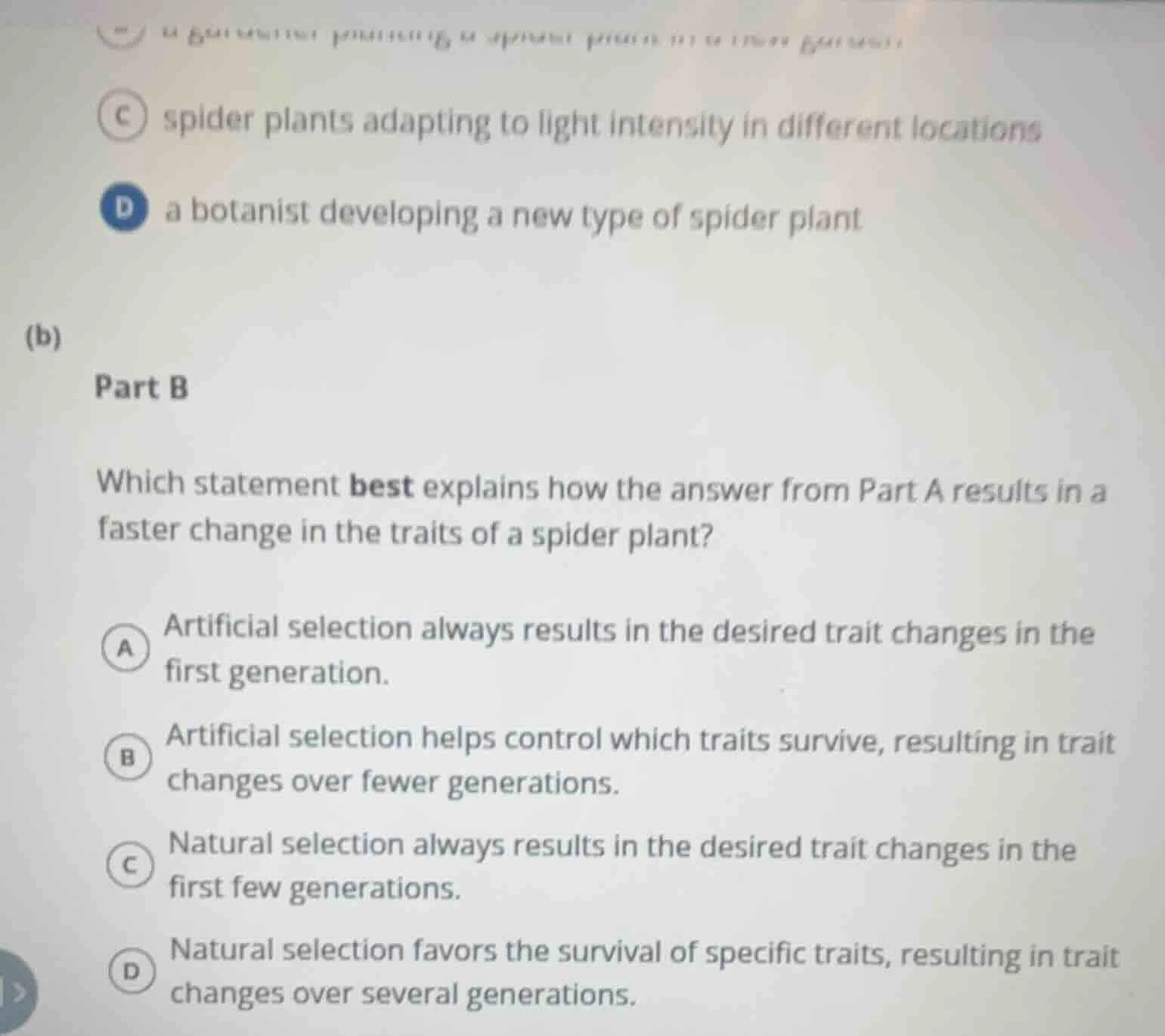 (b) part b which statement best explains how the answer from part a res…