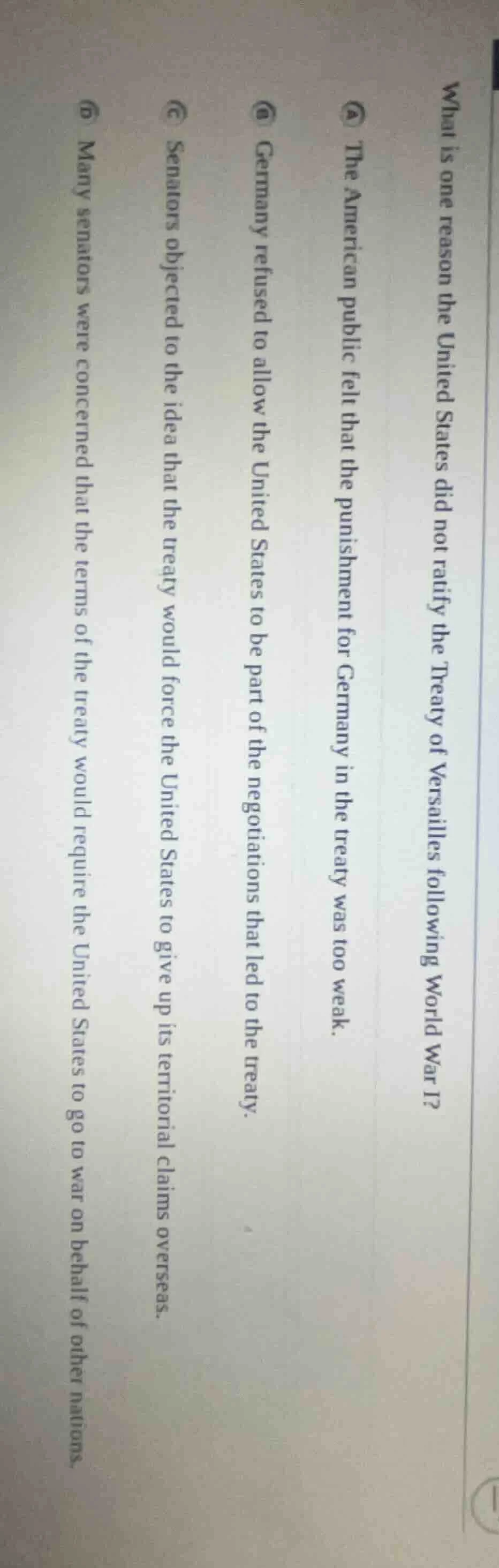 what is one reason the united states did not ratify the treaty of versa…