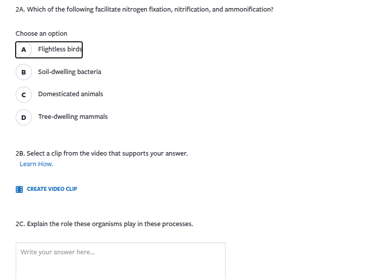 2a. which of the following facilitate nitrogen fixation, nitrification,…