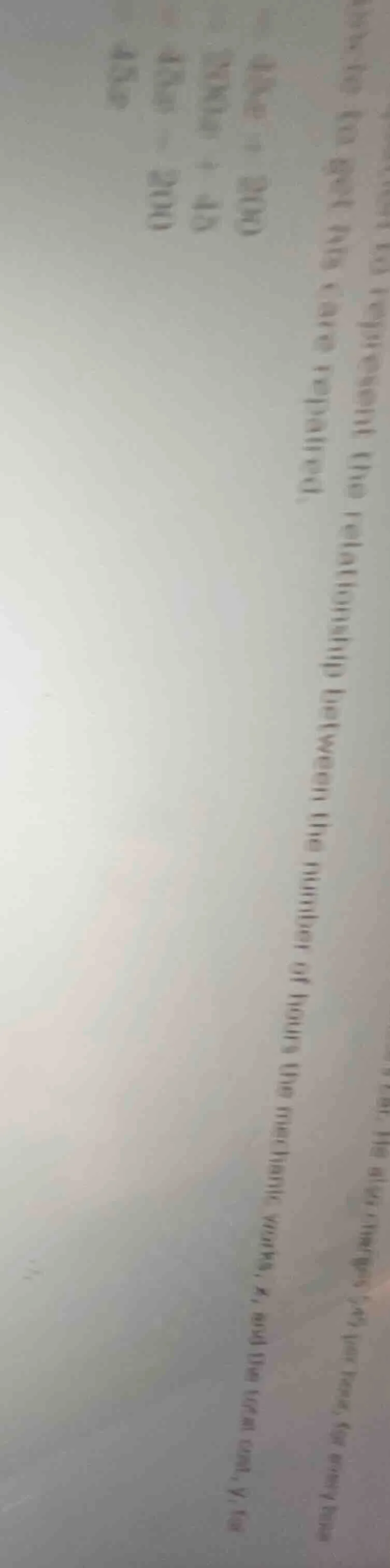 find the relationship between the number of hours the mechanic works, h…