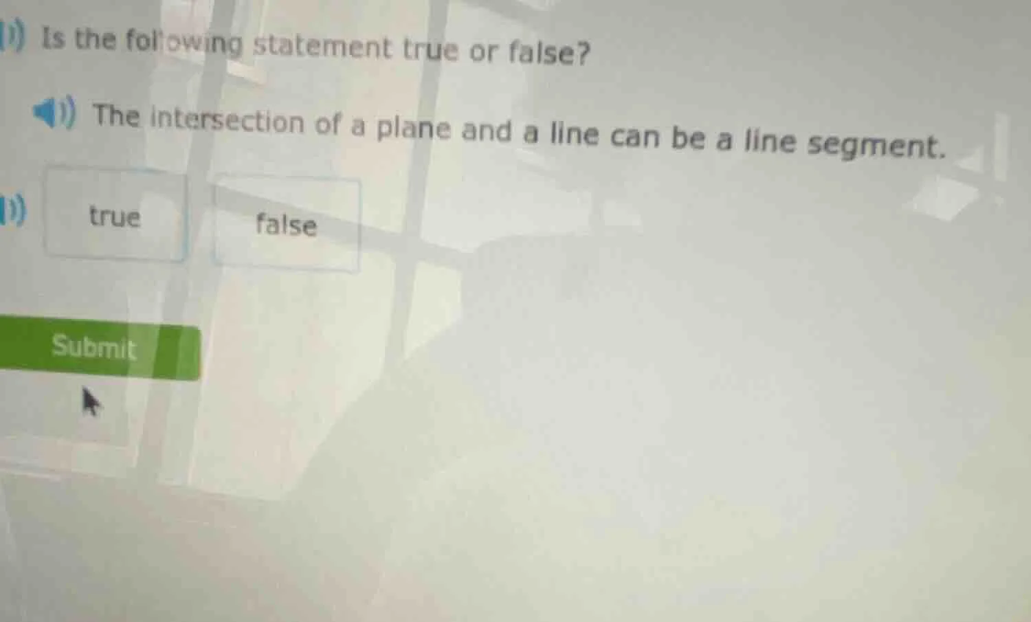 is the following statement true or false? the intersection of a plane a…