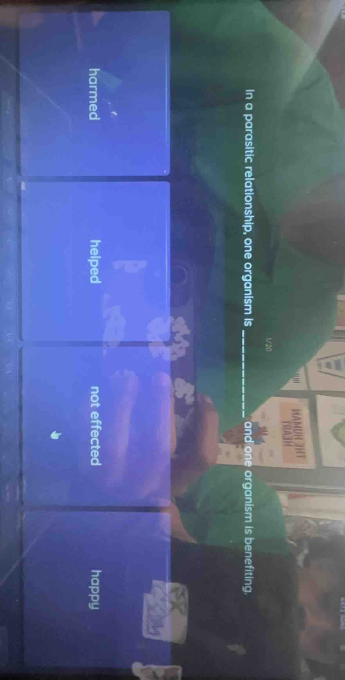 in a parasitic relationship, one organism is ______ and one organism is…